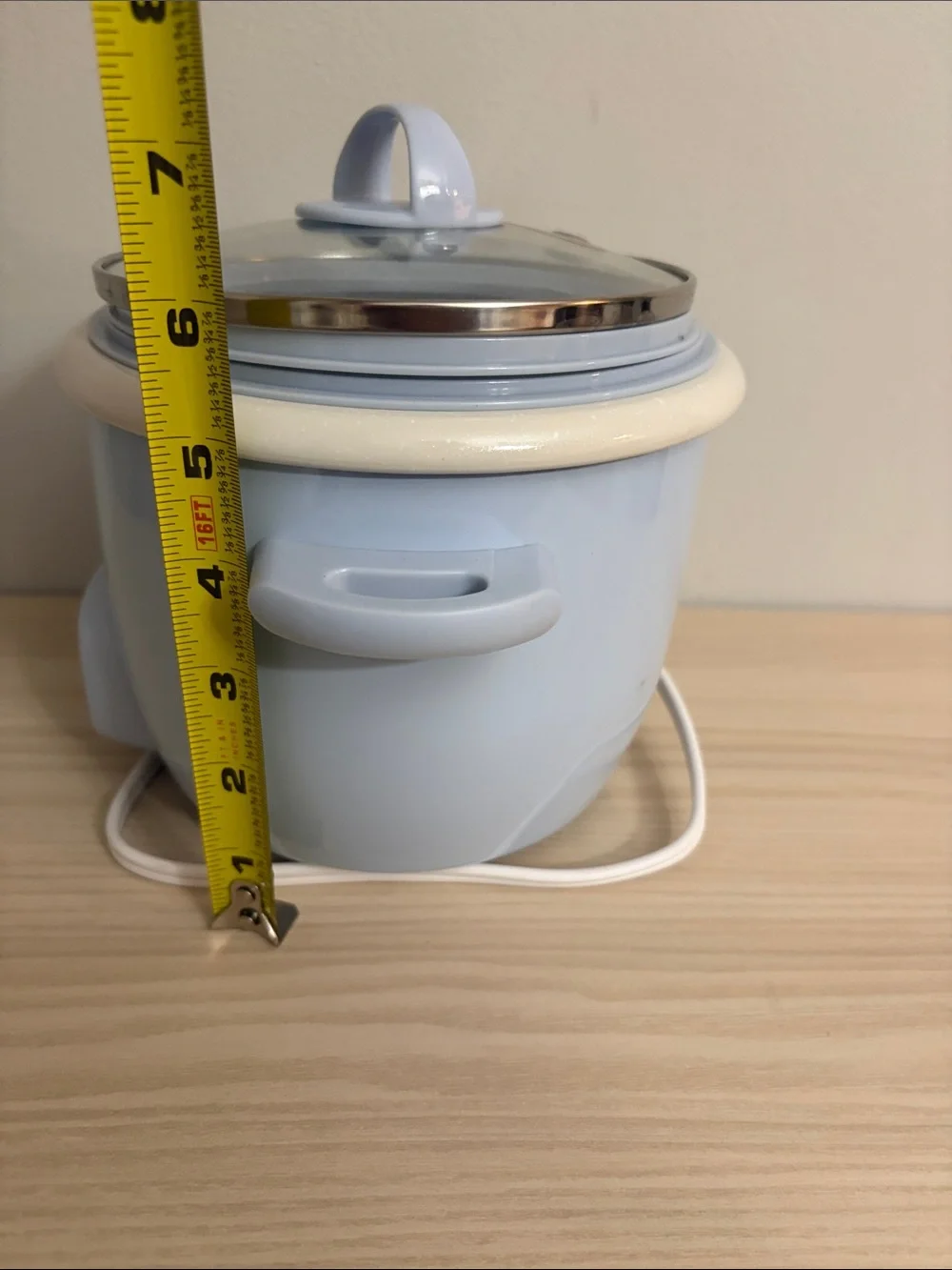 Aroma Home Light Blue Electric Rice Cooker with Glass Lid
